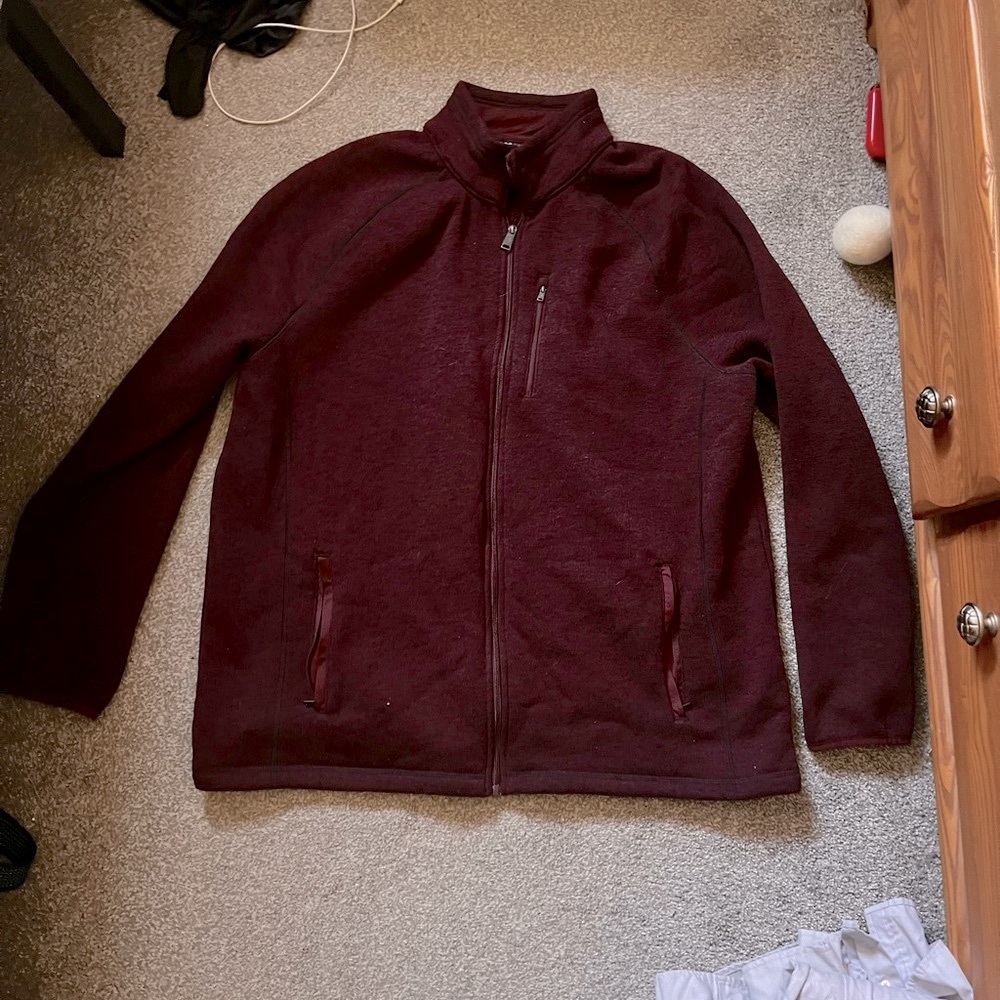 Men's SwissTech Burgundy Sweater Zip Down 2XL